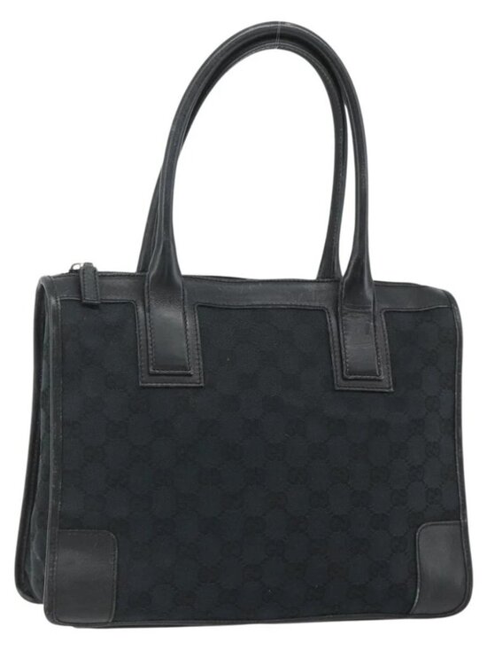 Gucci Handbags - GUCCI GG Canvas Tote Bag Black Gold Auth 177786